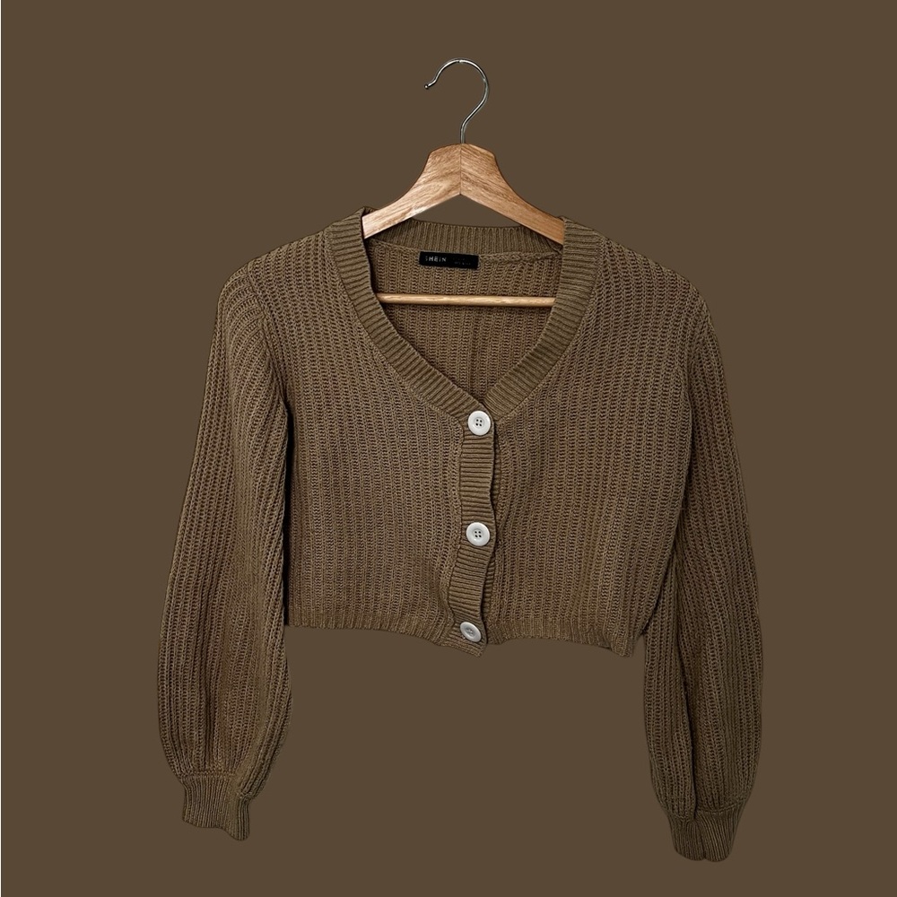 Khaki cropped Cardigan